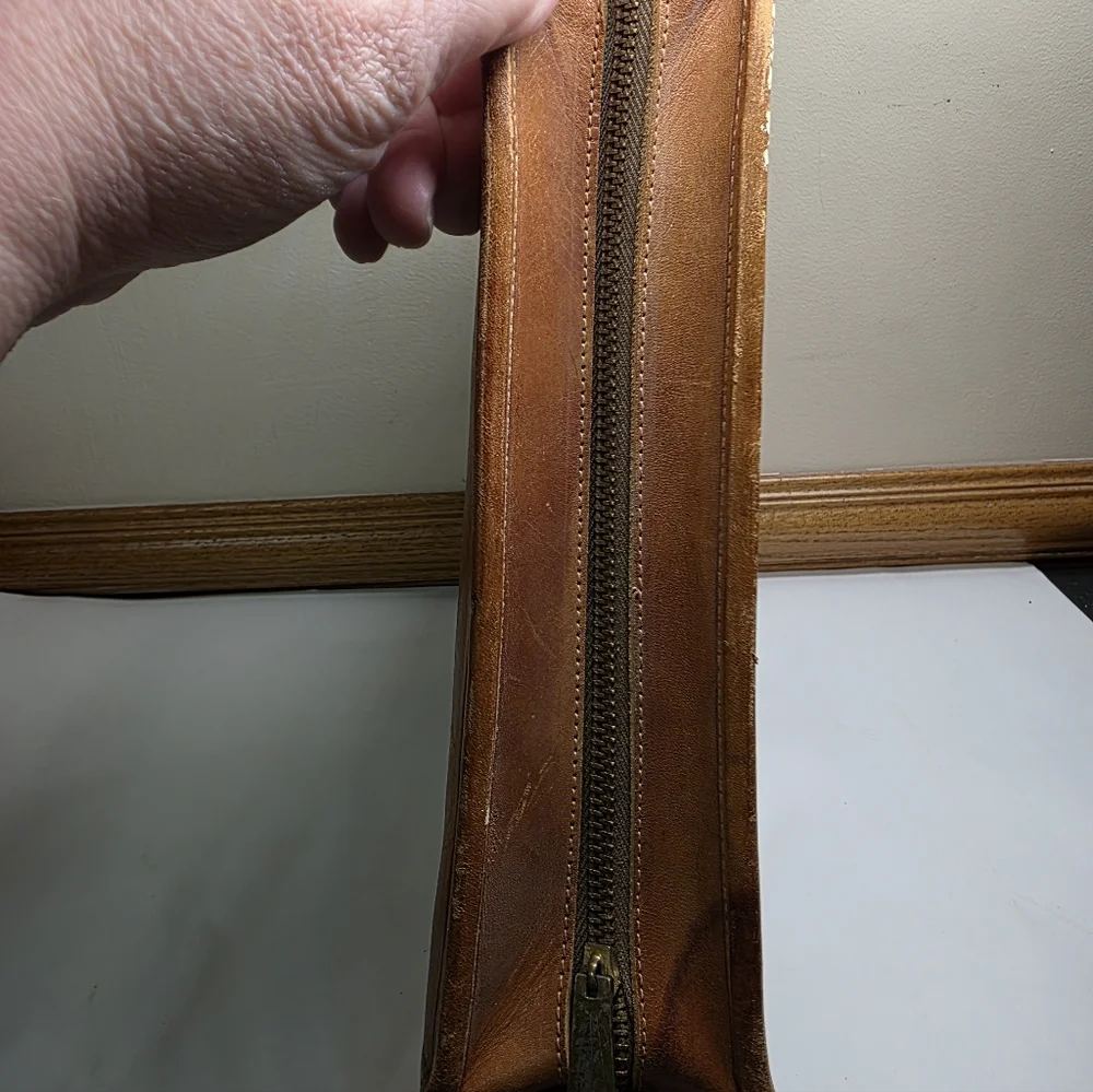Vintage Mexico Artmex Leather Tooled Aztec Briefcase